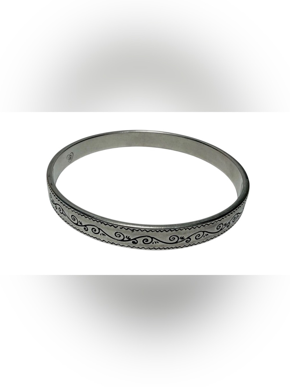 Brighton Canal Etched SIlver tone Round Bangle Bracelet - Picture 1 of 5